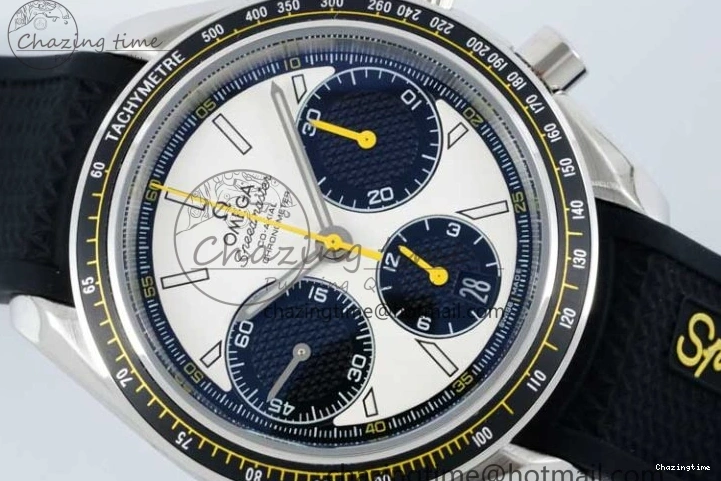 0516 Speedmaster Racing Master SS HKF Best Edition White Black Dial on Black Rubber Strap A Effortless 7813
